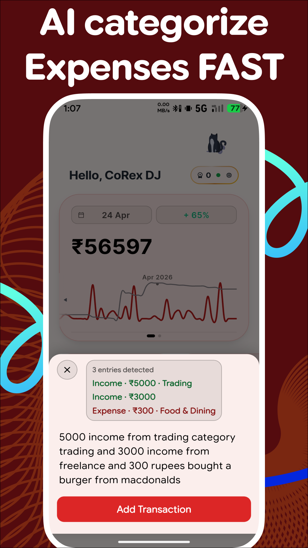 Interactive chart analytics screen